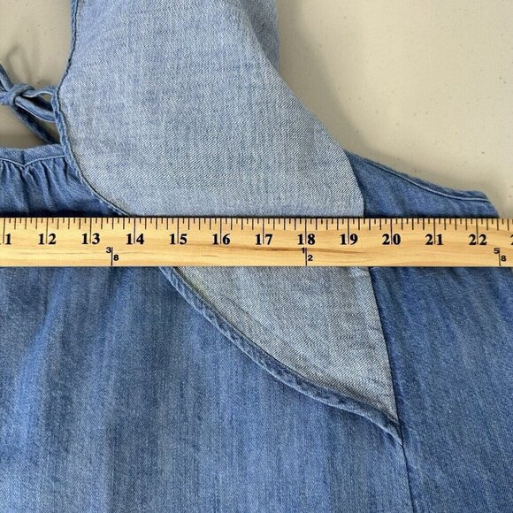 Old Navy Flutter Sleeve Jean Swing Top Size 2XL Blue Chambray Tie Back - Picture 8 of 10